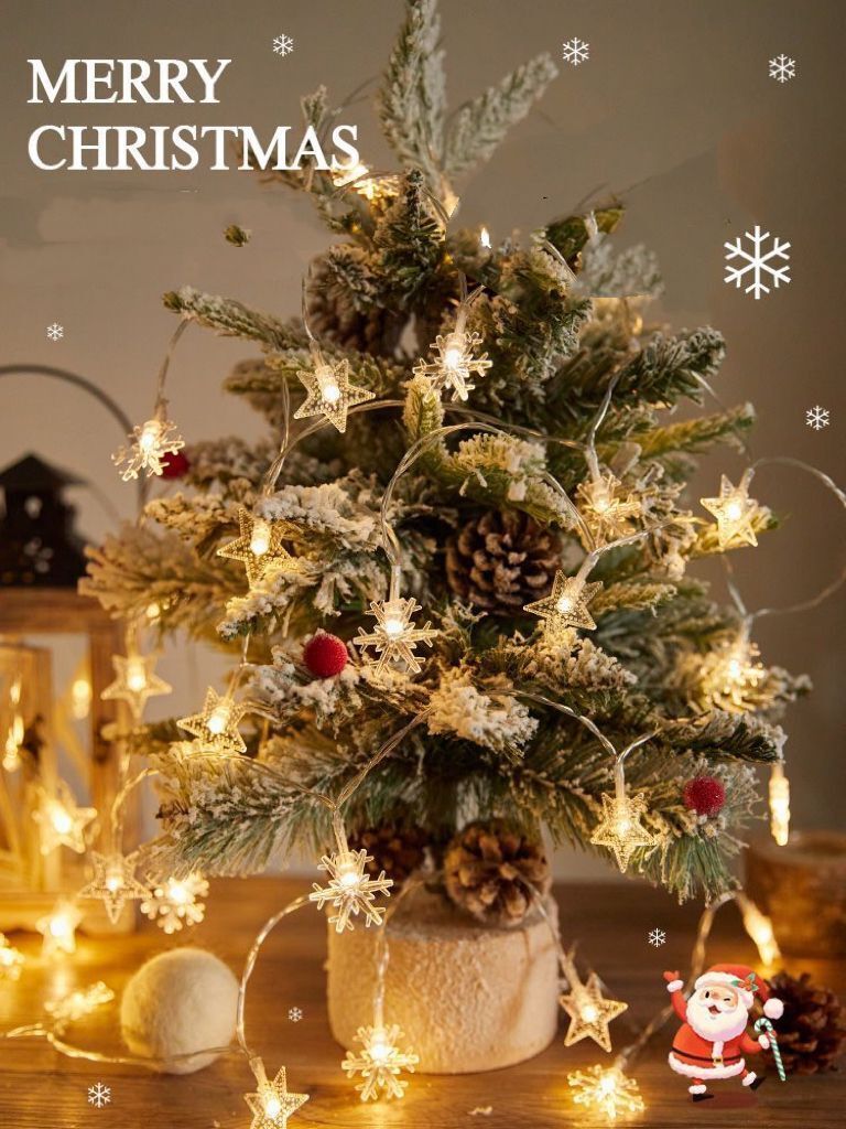Lumière étoile et flocon de neige 40 LED 6M Décoration de fête d'arbre de Noël extérieur USB Batt
