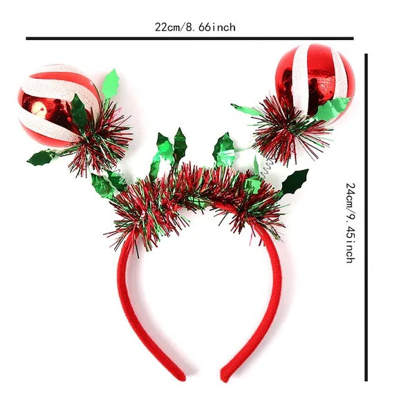 Décoration de serre-tête de Noël en forme de corne de cerf et de cloche