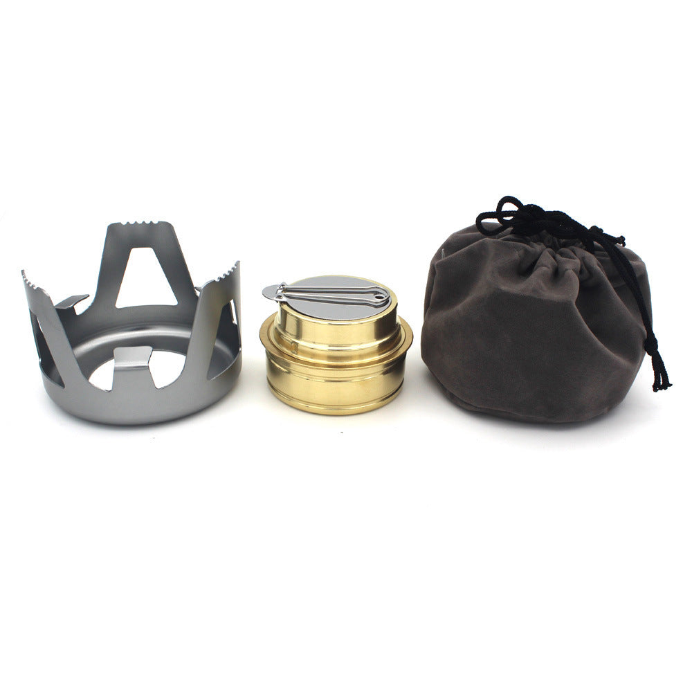 Portable Windproof Mini Hot Pot Cookware Liquid Alcohol Tea Stove