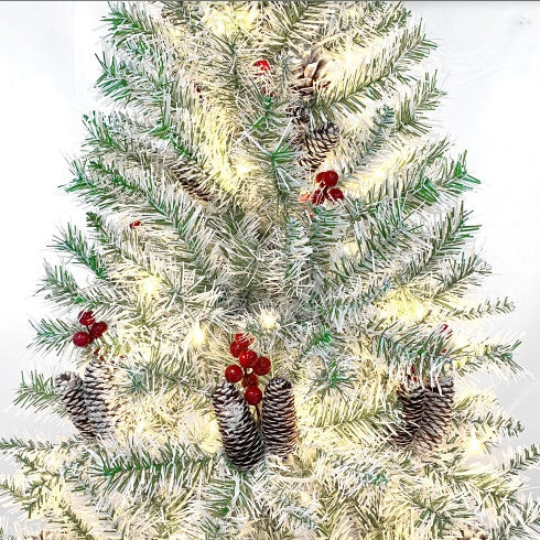 Ensemble de 4 pièces de sapin de Noël artificiel pré-éclairé, guirlande, couronne et ensemble de 2 arbres d'entrée de Noël