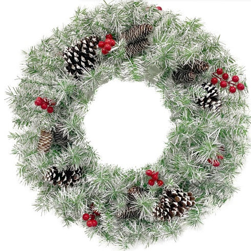 Ensemble de 4 pièces de sapin de Noël artificiel pré-éclairé, guirlande, couronne et ensemble de 2 arbres d'entrée de Noël