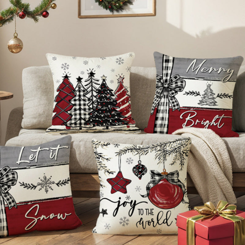 Housse de coussin de Noël, taie d'oreiller, décoration de Noël pour la maison, ornement de Noël 2024, cadeau de bonne année