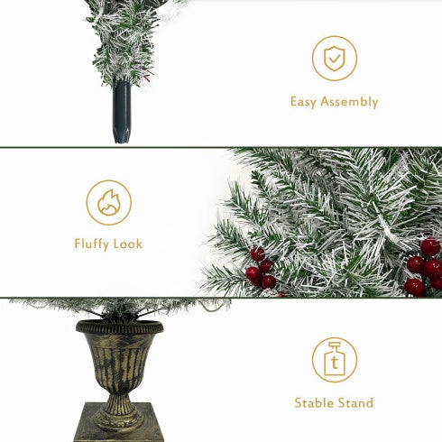 Ensemble de 4 pièces de sapin de Noël artificiel pré-éclairé, guirlande, couronne et ensemble de 2 arbres d'entrée de Noël