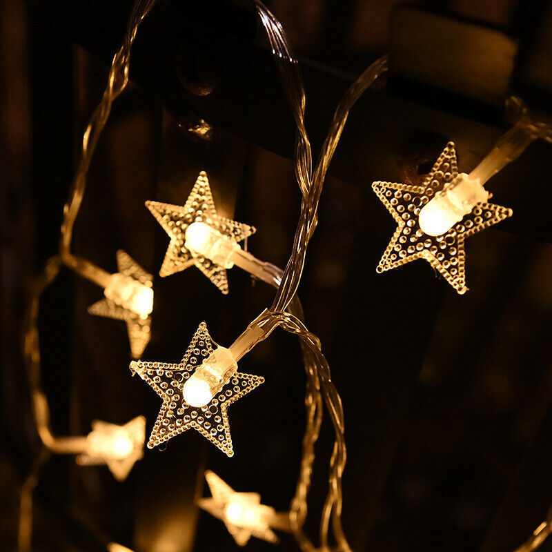 Lumière étoile et flocon de neige 40 LED 6M Décoration de fête d'arbre de Noël extérieur USB Batt