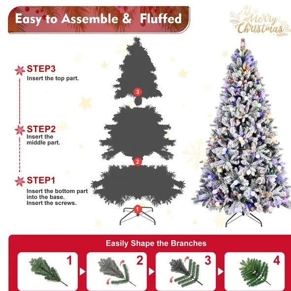 PE PVCPine Mixed Christmas Tree With Colorful Warm Light 10 Function LED, Memory Wire Easy Power Technology