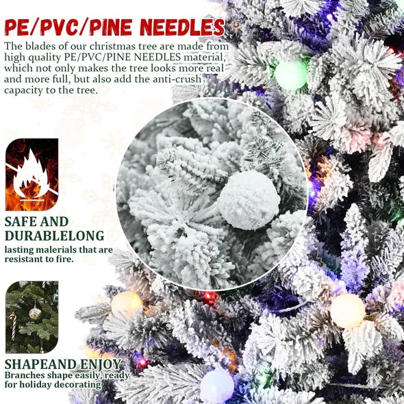 PE PVCPine Mixed Christmas Tree With Colorful Warm Light 10 Function LED, Memory Wire Easy Power Technology