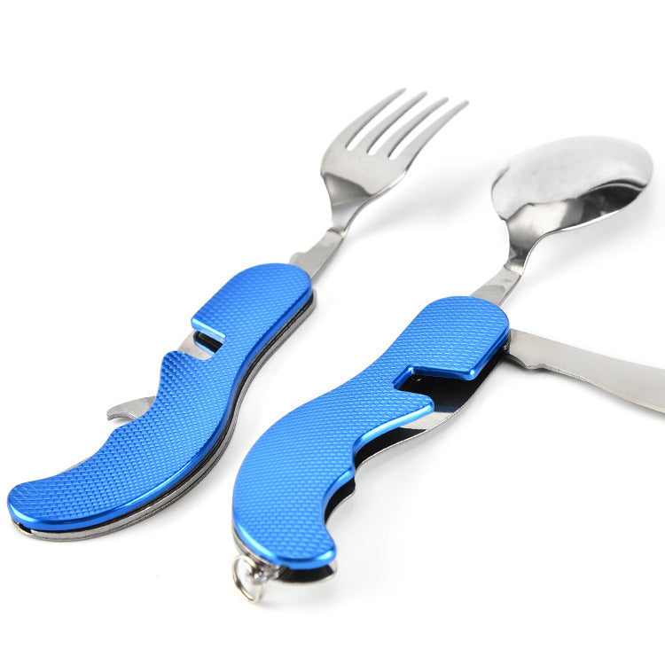 Outdoor Camping Multifunctional Dining Knife Folding Knife, Fork And Spoon
