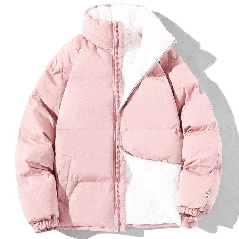Manteau à col montant pour couple avec poches, veste épaisse en peluche chaude pour l'hiver, pour femme et homme, vêtement d'extérieur ample