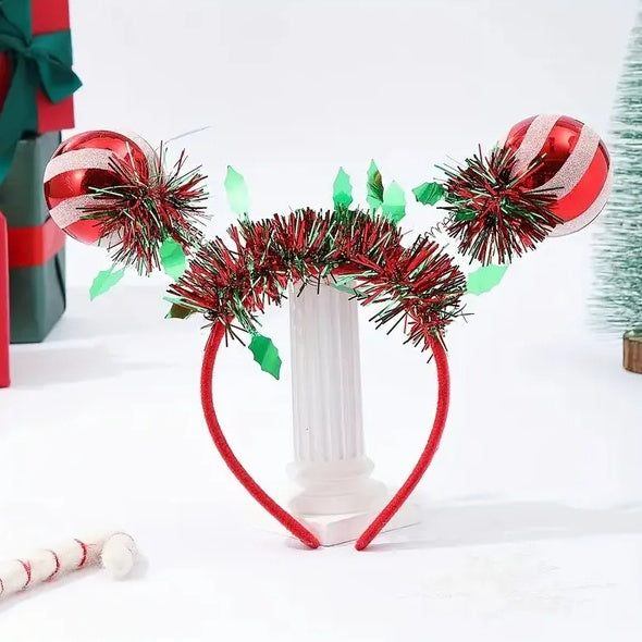 Décoration de serre-tête de Noël en forme de corne de cerf et de cloche