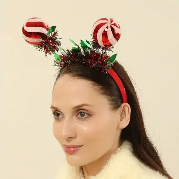 Décoration de serre-tête de Noël en forme de corne de cerf et de cloche