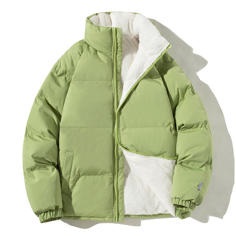 Manteau à col montant pour couple avec poches, veste épaisse en peluche chaude pour l'hiver, pour femme et homme, vêtement d'extérieur ample