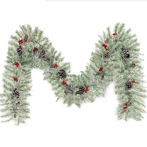Ensemble de 4 pièces de sapin de Noël artificiel pré-éclairé, guirlande, couronne et ensemble de 2 arbres d'entrée de Noël