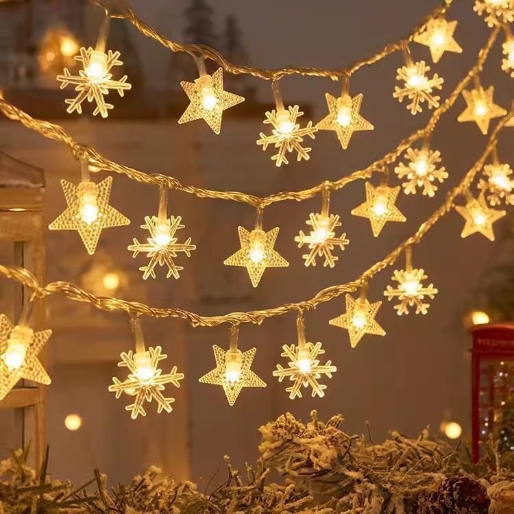 Lumière étoile et flocon de neige 40 LED 6M Décoration de fête d'arbre de Noël extérieur USB Batt