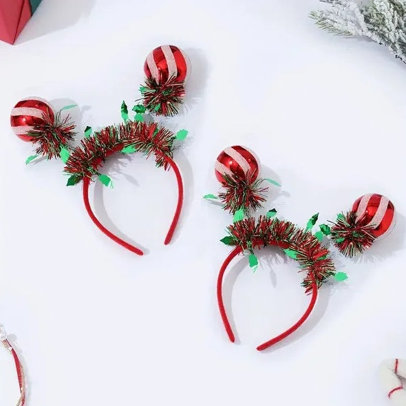 Décoration de serre-tête de Noël en forme de corne de cerf et de cloche
