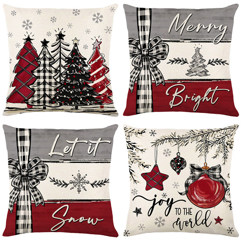 Housse de coussin de Noël, taie d'oreiller, décoration de Noël pour la maison, ornement de Noël 2024, cadeau de bonne année
