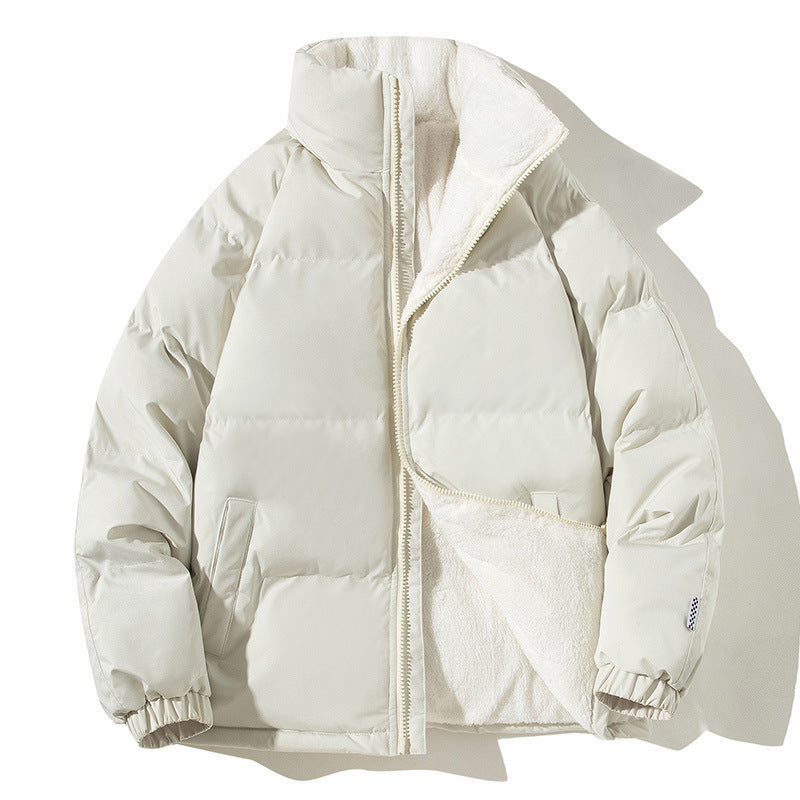 Manteau à col montant pour couple avec poches, veste épaisse en peluche chaude pour l'hiver, pour femme et homme, vêtement d'extérieur ample