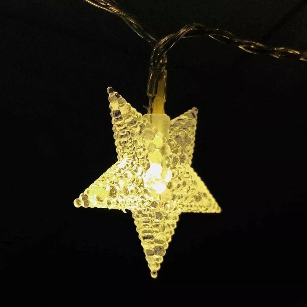 Lumière étoile et flocon de neige 40 LED 6M Décoration de fête d'arbre de Noël extérieur USB Batt