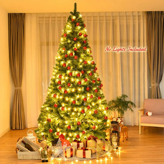 1 pièce 6 7,59 pieds Arbre de Noël artificiel en PVC à charnière de qualité supérieure avec support en métal Arbre non éclairé au design accrocheur