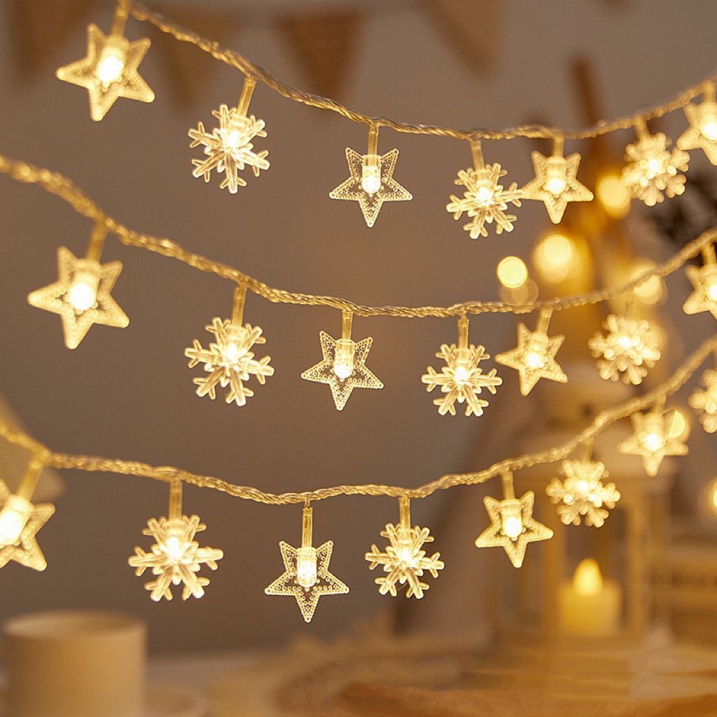 Lumière étoile et flocon de neige 40 LED 6M Décoration de fête d'arbre de Noël extérieur USB Batt