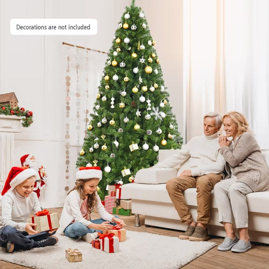 1 pièce 6 7,59 pieds Arbre de Noël artificiel en PVC à charnière de qualité supérieure avec support en métal Arbre non éclairé au design accrocheur
