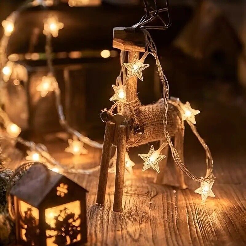 Lumière étoile et flocon de neige 40 LED 6M Décoration de fête d'arbre de Noël extérieur USB Batt