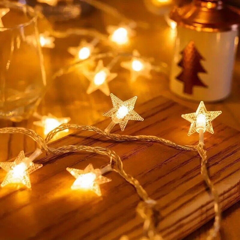 Lumière étoile et flocon de neige 40 LED 6M Décoration de fête d'arbre de Noël extérieur USB Batt