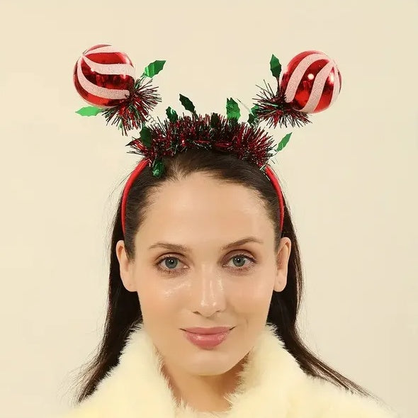 Décoration de serre-tête de Noël en forme de corne de cerf et de cloche